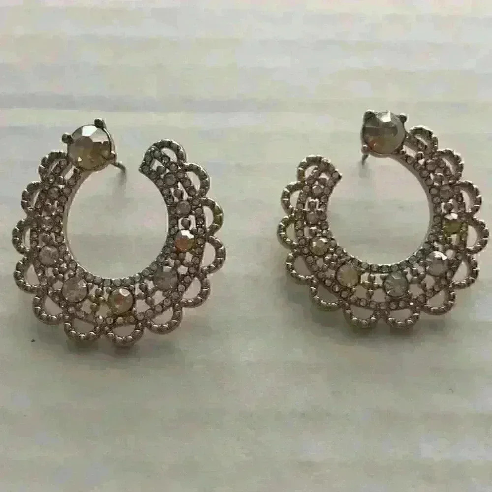 Marchesa new Open Hoop Earrings in gold /c…